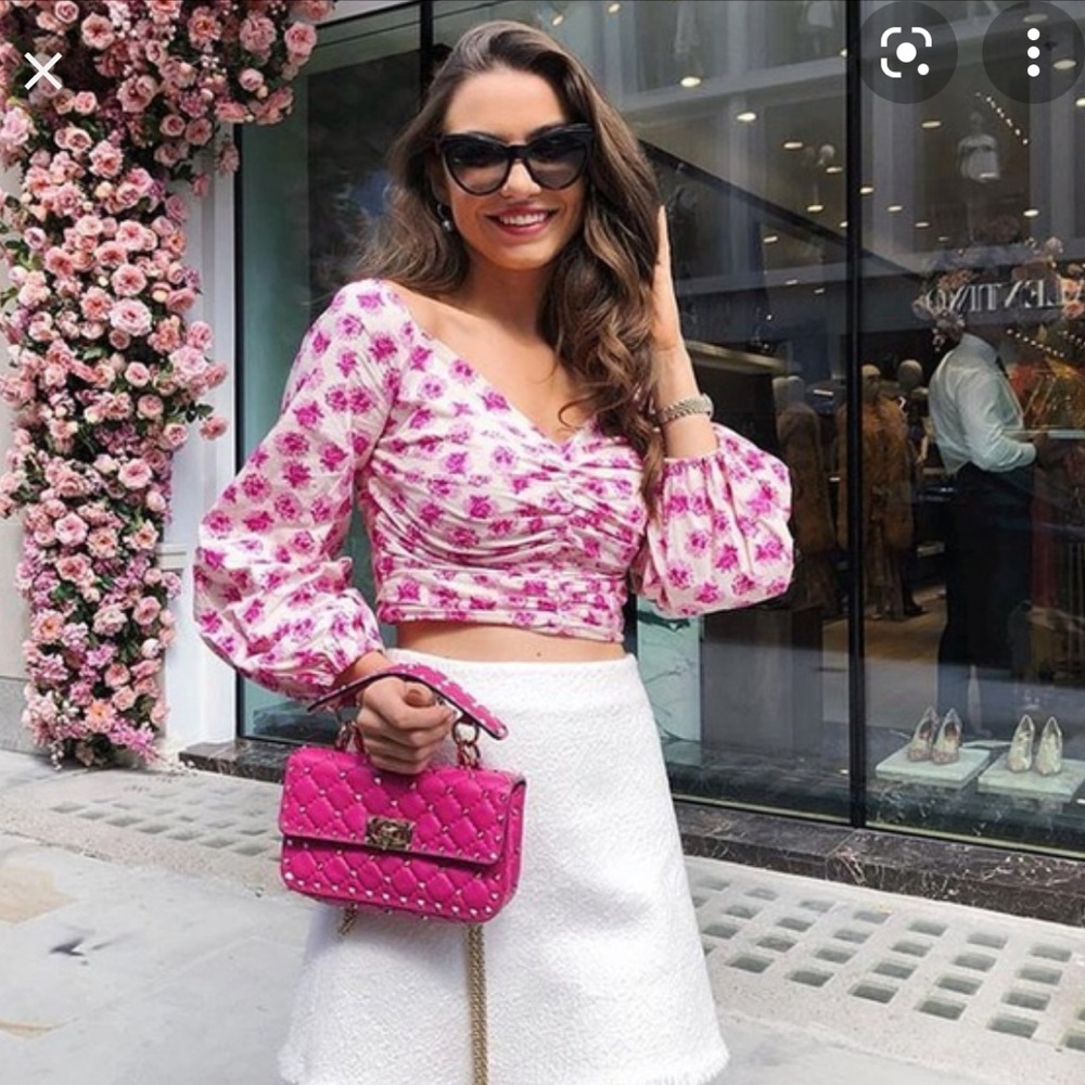 Zara floral print puff sleeve top